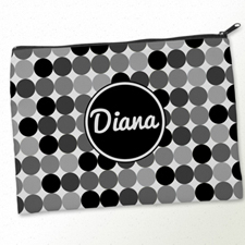 Personalized Black White Large Dots Big Make Up Bag (9.5 X 13 Inch)
