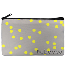 Custom Design Your Own Yellow Natural Polka Dots Makeup Bag (5 X 8 Inch)