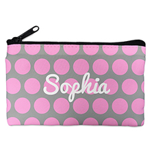 Custom Design Your Own Pink Grey Large Dots Makeup Bag (5 X 8 Inch)