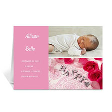 Elegant Collage Pink Birth Announcement