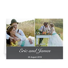 Two Collage Wedding Photo Cards, 5x7 Simple Grey