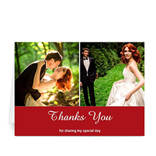 Two Collage Wedding Photo Cards, 5x7 Simple Red