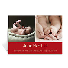 Two Collage Baby Photo Cards, 5x7 Simple Red