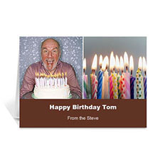 Two Collage Birthday Photo Cards, 5x7 Simple Chocolate