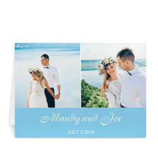 Two Collage Wedding Photo Cards, 5x7 Simple Blue