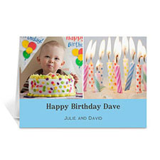 Two Collage Birthday Photo Cards, 5x7 Simple Baby Blue