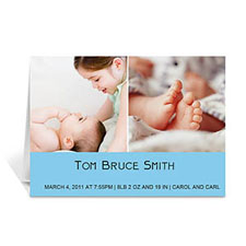 Two Collage Baby Photo Cards, 5x7 Simple Blue