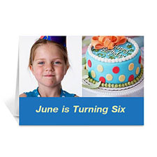 Two Collage Birthday Photo Cards, 5x7 Simple Classic Blue