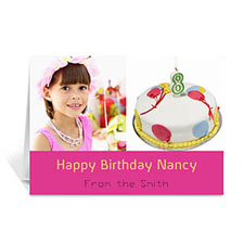 Two Collage Birthday Photo Cards, 5x7 Simple Hot Pink