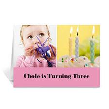Two Collage Birthday Photo Cards, 5x7 Simple Pink