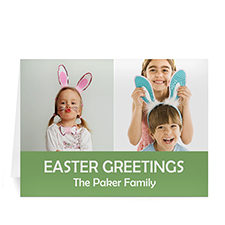 Two Collage Easter Photo Cards, 5x7 Simple Green