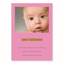 Baby Pink Birth Announcements, 5x7 Stationery Card