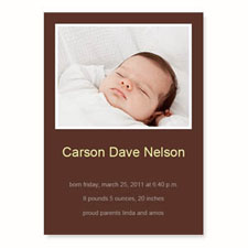 Chocolate Birth Announcements, 5x7 Stationery Card