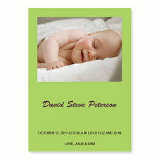 Lime Birth Announcements, 5x7 Stationery Card