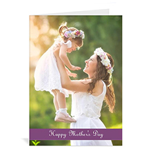 Personalized Mothers Day Greeting Cards, 5x7 Folded Purple