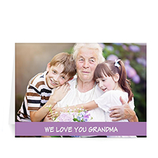 Personalized Mothers Day Photo Greeting Cards, 5x7 Folded Classic Purple
