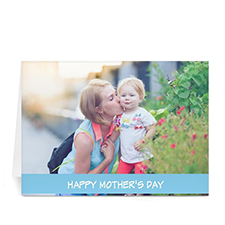Personalized Mothers Day Photo Greeting Cards, 5x7 Folded Baby Blue