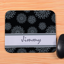 Personalized Grey Flower Pattern Mouse Pad