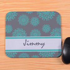 Personalized Turquoise Flower Pattern Mouse Pad