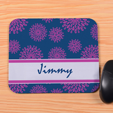 Personalized Blue Flower Pattern Mouse Pad