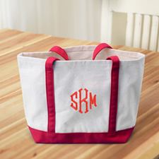 Monogrammed Personalized Red Canvas Tote Bag (Medium)
