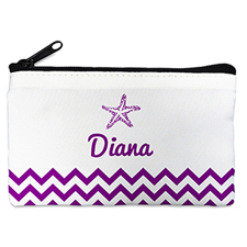 Purple Chevron Sea Star Personalized Cosmetic Bag