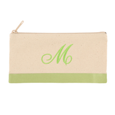 2 Tone Apple Green Personalized Embroidered One Initial Small (Single Side) Cosmetic Bag