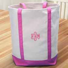 Personalized Embroidered Tote Medium Bag, Hot Pink