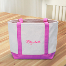 Custom Small Embroidered Tote, Hot Pink