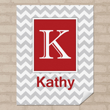 Red Grey Chevron Personalized Name Poster Print Small 8.5