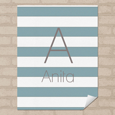 Grey Stripe Personalized Name Poster Print Small 8.5