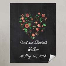 Chalkboard Floral Wedding Personalized Poster Print, Small 8.5