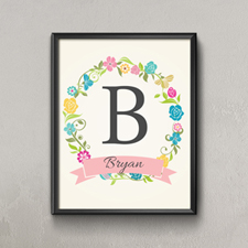 Colorful Wreath Personalized Name Poster Print