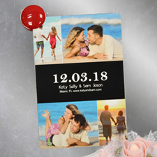 Black Collage Personalized Save The Date Photo Magnet, 4x6 Large