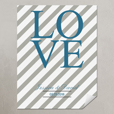 Love Silver Grey Chevron Personalized Poster Print Small 8.5