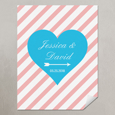 Heart Pink Stripes Personalized Poster Print Small 8.5