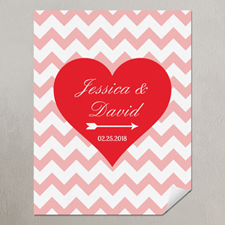 Heart Pink Chevron Personalized Poster Print, Small 8.5