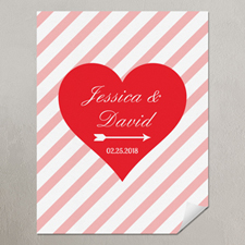 Heart Pink Stripes Personalized Poster Print, Small 8.5