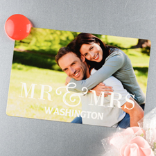 Mr & Mrs Personalized Wedding Photo Magnet 4x6 Large