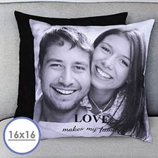 16 X 16 Photo Gallery Personalized Pillow (Black Back) Cushion (No Insert) 