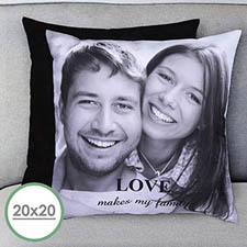 20 X 20 Photo Gallery Personalized Pillow (Black Back) Cushion (No Insert) 