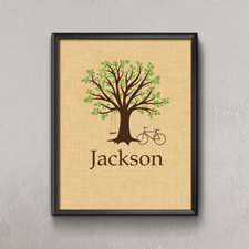 Family Oak Tree With Bike & Swing Personalized Poster Print, Small 8.5