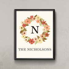 Fall Floral Wreath Personalized Poster Print, Small 8.5