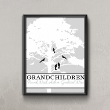 White Family Tree Five Birds Personalized Poster Print, Small 8.5