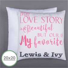 Love Story Personalized Pillow 20 Inch  Cushion (No Insert) 