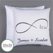 Infinity Love Personalized Pillow 20 Inch  Cushion (No Insert) 