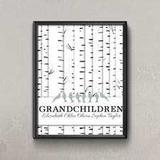 Family Tree Eight Grey Birds Personalized Poster Print, Small 8.5