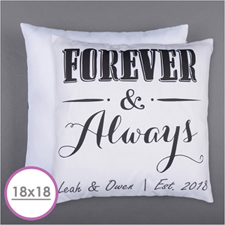 Forever And Always Personalized Pillow Cushion (18 Inch) (No Insert) 