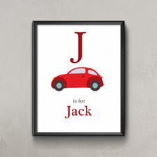 Car Personalized Poster Print For Kids, Small 8.5