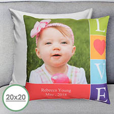 Colorful Love Personalized Large Pillow Cushion Cover 20